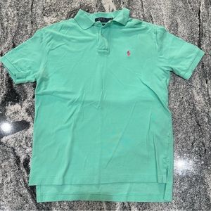 Polo Ralph Lauren Polo Shirt Adult Mdium Blue Teal Cotton Short Sleeve Mens